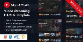 HTML模板Streamlab 1.0：响应式影视媒体流网站HTML5模板