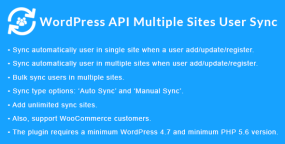WordPress API Multiple Sites User Sync(v1.7)多个站点间用户信息同步插件