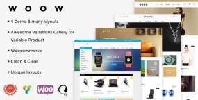 WOOW含4演示通用电商购物网站WooCommerce主题