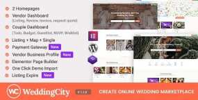 WordPress主题WeddingCity 1.2.6 婚礼婚庆婚纱摄影商家业务目录列表主题
