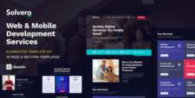 Solvero移动开发和Web应用开发企业Elementor模板包