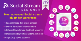 Social Stream Designer社交媒体图库Feed网格WordPress插件V1.1.9