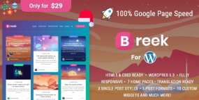 Breek简约瀑布流个人博客网站WordPress主题V4.2.1