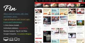 Pin汉化版(v6.7)Pinterest风格瀑布流图片网站WordPress主题 带一键还原数据包