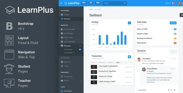 LearnPlus v4.4.0-学习课程管理系统管理后台Bootstrap 4模版 LearnPlus v4.4.0-学习课程管理系统管理后台Bootstrap 4模版