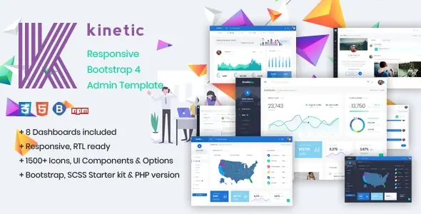 HTML模板Kinetic 1.0：管理后台仪表盘Bootstrap 4模板