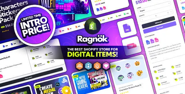 Ragnok虚拟商品Shopify主题|素材软件与课程电商模板 Ragnok虚拟商品Shopify主题|素材软件与课程电商模板