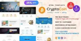 HTML模版CryptoCoin v1.0-比特币加密货币钱包和挖矿业务HTML模板