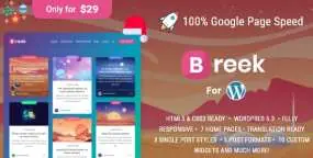 Breek简约瀑布流个人博客网站WordPress主题V4.2.1