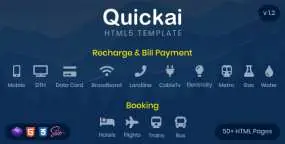 Quickai v1.0-充值和账单支付，预订HTML5模板